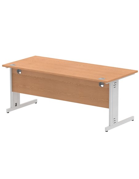 Dynamic Impulse 1800 x 800mm Straight Office Desk Oak Top Silver Cable Managed Leg I000853 - pic 75553 | FastDaddyshop