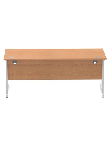 Dynamic Impulse 1800 x 800mm Straight Office Desk Oak Top Silver Cable Managed Leg I000853