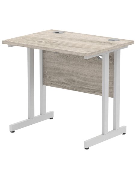 Dynamic Impulse 800 x 600mm Straight Office Desk Grey Oak Top Silver Cantilever Leg I003060 - pic 75557 | FastDaddyshop