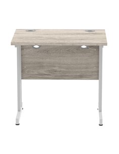 Dynamic Impulse 800 x 600mm Straight Office Desk Grey Oak Top Silver Cantilever Leg I003060 2