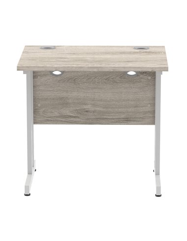 Dynamic Impulse 800 x 600mm Straight Office Desk Grey Oak Top Silver Cantilever Leg I003060