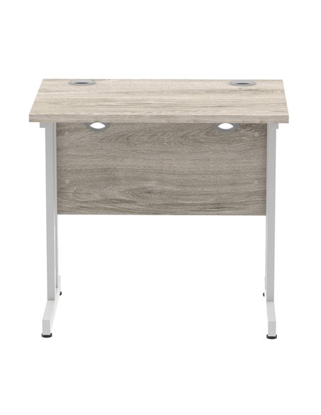 Dynamic Impulse 800 x 600mm Straight Office Desk Grey Oak Top Silver Cantilever Leg I003060 - pic 75558 | FastDaddyshop