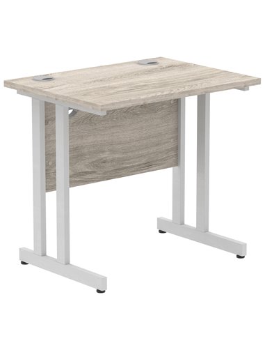 Dynamic Impulse 800 x 600mm Straight Office Desk Grey Oak Top Silver Cantilever Leg I003060