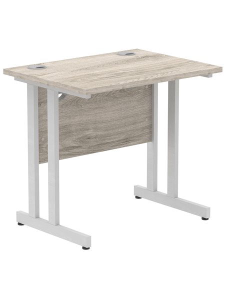 Dynamic Impulse 800 x 600mm Straight Office Desk Grey Oak Top Silver Cantilever Leg I003060 - pic 75559 | FastDaddyshop