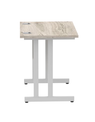 Dynamic Impulse 800 x 600mm Straight Office Desk Grey Oak Top Silver Cantilever Leg I003060