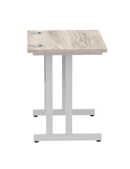 Dynamic Impulse 800 x 600mm Straight Office Desk Grey Oak Top Silver Cantilever Leg I003060 - pic 75560 | FastDaddyshop