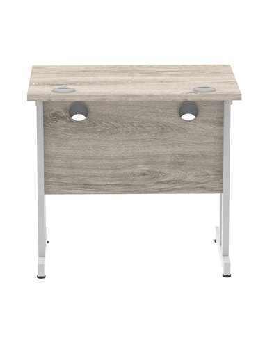 Dynamic Impulse 800 x 600mm Straight Office Desk Grey Oak Top Silver Cantilever Leg I003060