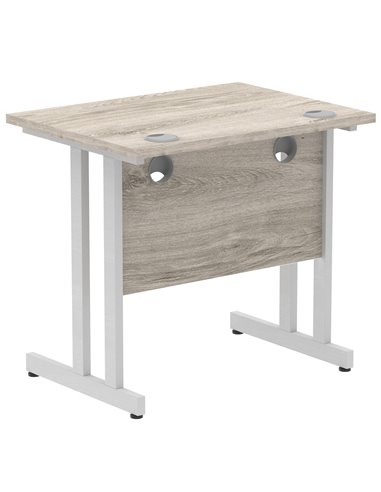 Dynamic Impulse 800 x 600mm Straight Office Desk Grey Oak Top Silver Cantilever Leg I003060