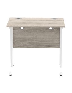 Dynamic Impulse 800 x 600mm Straight Office Desk Grey Oak Top White Cantilever Leg I003061 2