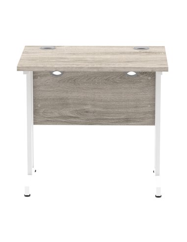 Dynamic Impulse 800 x 600mm Straight Office Desk Grey Oak Top White Cantilever Leg I003061