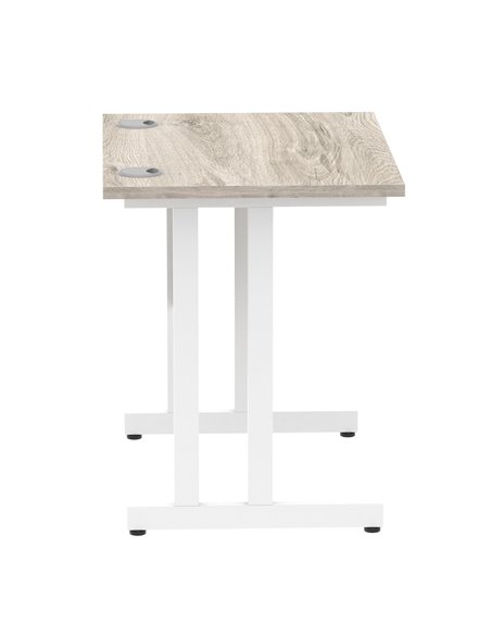 Dynamic Impulse 800 x 600mm Straight Office Desk Grey Oak Top White Cantilever Leg I003061 - pic 75568 | FastDaddyshop