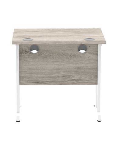 Dynamic Impulse 800 x 600mm Straight Office Desk Grey Oak Top White Cantilever Leg I003061