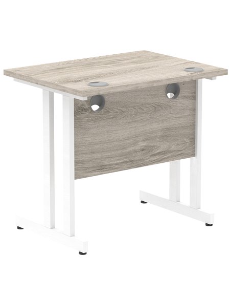 Dynamic Impulse 800 x 600mm Straight Office Desk Grey Oak Top White Cantilever Leg I003061 - pic 75571 | FastDaddyshop