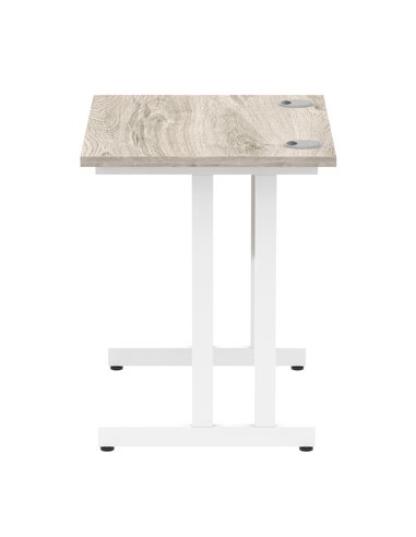 Dynamic Impulse 800 x 600mm Straight Office Desk Grey Oak Top White Cantilever Leg I003061