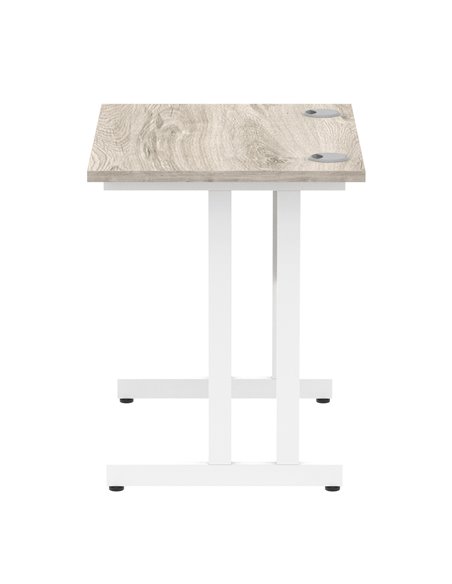 Dynamic Impulse 800 x 600mm Straight Office Desk Grey Oak Top White Cantilever Leg I003061 - pic 75572 | FastDaddyshop