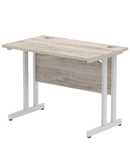 Dynamic Impulse 1000 x 600mm Straight Office Desk Grey Oak Top Silver Cantilever Leg I003063 - pic 75573 | FastDaddyshop