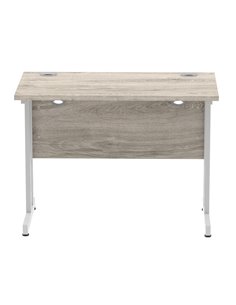 Dynamic Impulse 1000 x 600mm Straight Office Desk Grey Oak Top Silver Cantilever Leg I003063 2