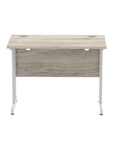 Dynamic Impulse 1000 x 600mm Straight Office Desk Grey Oak Top Silver Cantilever Leg I003063