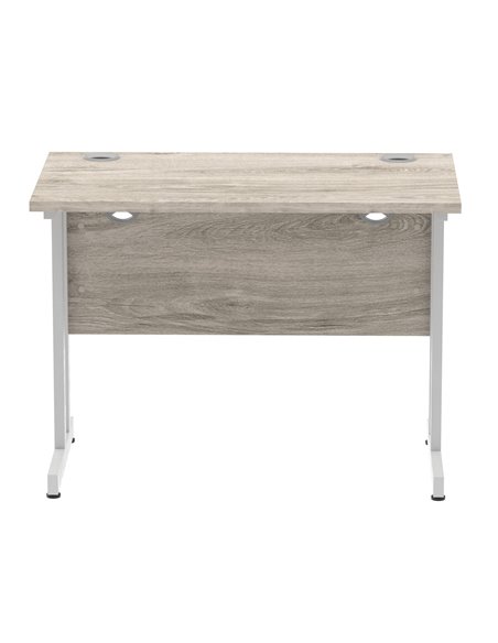 Dynamic Impulse 1000 x 600mm Straight Office Desk Grey Oak Top Silver Cantilever Leg I003063 - pic 75574 | FastDaddyshop