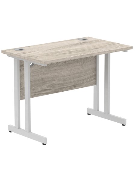 Dynamic Impulse 1000 x 600mm Straight Office Desk Grey Oak Top Silver Cantilever Leg I003063 - pic 75575 | FastDaddyshop