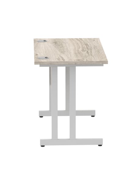 Dynamic Impulse 1000 x 600mm Straight Office Desk Grey Oak Top Silver Cantilever Leg I003063 - pic 75576 | FastDaddyshop