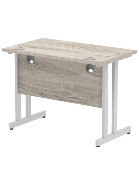 Dynamic Impulse 1000 x 600mm Straight Office Desk Grey Oak Top Silver Cantilever Leg I003063 - pic 75577 | FastDaddyshop
