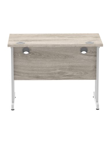 Dynamic Impulse 1000 x 600mm Straight Office Desk Grey Oak Top Silver Cantilever Leg I003063