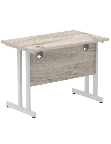 Dynamic Impulse 1000 x 600mm Straight Office Desk Grey Oak Top Silver Cantilever Leg I003063