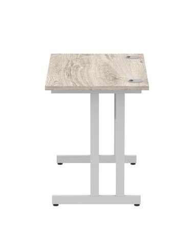 Dynamic Impulse 1000 x 600mm Straight Office Desk Grey Oak Top Silver Cantilever Leg I003063