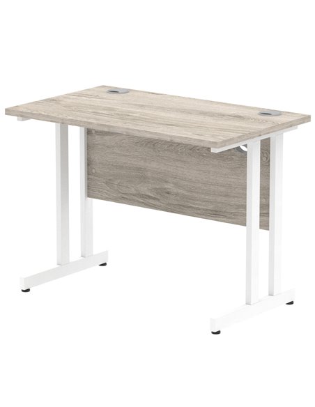 Dynamic Impulse 1000 x 600mm Straight Office Desk Grey Oak Top White Cantilever Leg I003064 - pic 75581 | FastDaddyshop