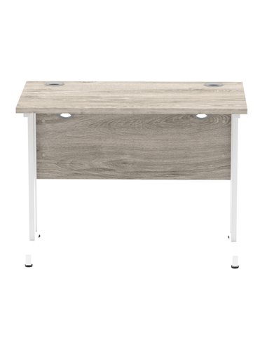 Dynamic Impulse 1000 x 600mm Straight Office Desk Grey Oak Top White Cantilever Leg I003064