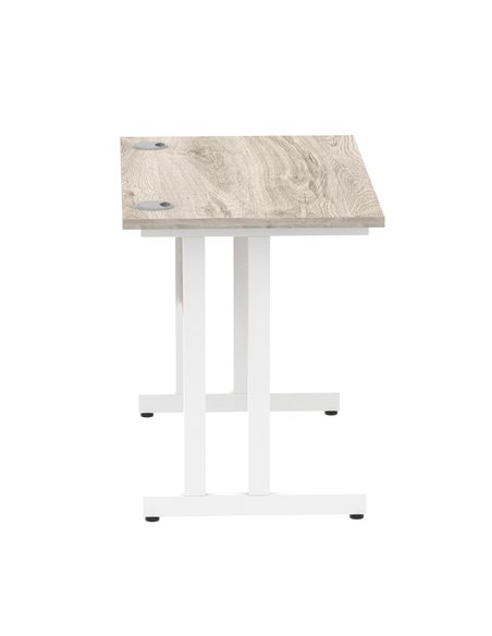 Dynamic Impulse 1000 x 600mm Straight Office Desk Grey Oak Top White Cantilever Leg I003064 - pic 75584 | FastDaddyshop