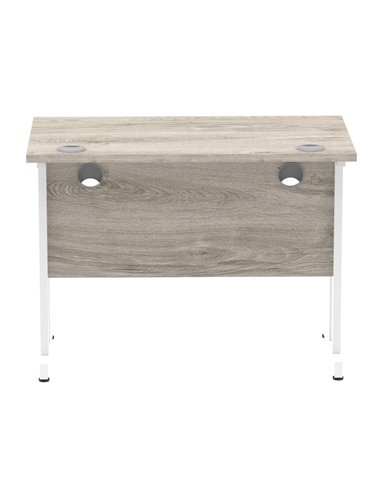 Dynamic Impulse 1000 x 600mm Straight Office Desk Grey Oak Top White Cantilever Leg I003064