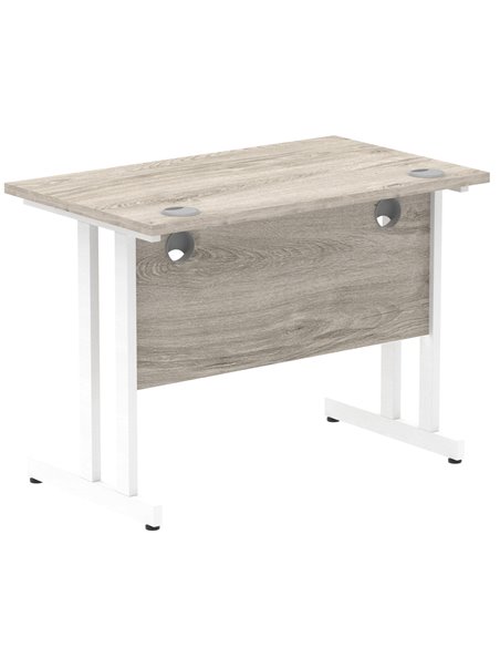 Dynamic Impulse 1000 x 600mm Straight Office Desk Grey Oak Top White Cantilever Leg I003064 - pic 75587 | FastDaddyshop