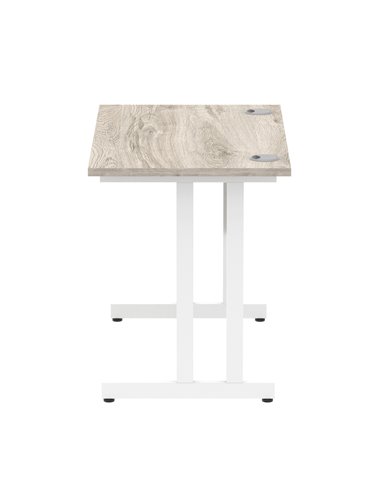 Dynamic Impulse 1000 x 600mm Straight Office Desk Grey Oak Top White Cantilever Leg I003064