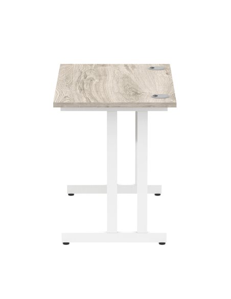 Dynamic Impulse 1000 x 600mm Straight Office Desk Grey Oak Top White Cantilever Leg I003064 - pic 75588 | FastDaddyshop