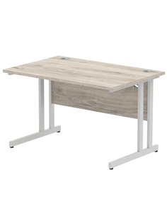 Dynamic Impulse 1200 x 800mm Straight Office Desk Grey Oak Top Silver Cantilever Leg I003066