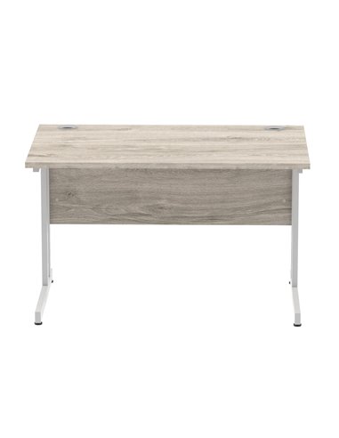 Dynamic Impulse 1200 x 800mm Straight Office Desk Grey Oak Top Silver Cantilever Leg I003066