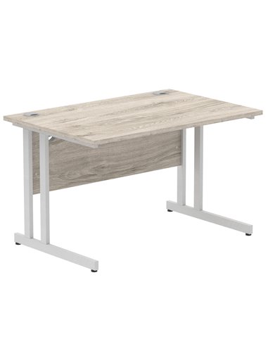 Dynamic Impulse 1200 x 800mm Straight Office Desk Grey Oak Top Silver Cantilever Leg I003066