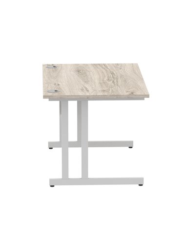 Dynamic Impulse 1200 x 800mm Straight Office Desk Grey Oak Top Silver Cantilever Leg I003066