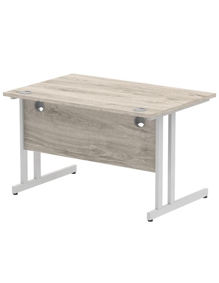 Dynamic Impulse 1200 x 800mm Straight Office Desk Grey Oak Top Silver Cantilever Leg I003066 - pic 75594 | FastDaddyshop