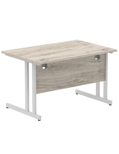Dynamic Impulse 1200 x 800mm Straight Office Desk Grey Oak Top Silver Cantilever Leg I003066