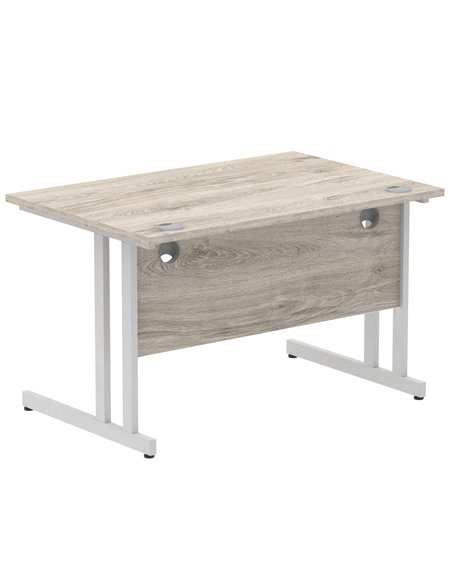 Dynamic Impulse 1200 x 800mm Straight Office Desk Grey Oak Top Silver Cantilever Leg I003066 - pic 75596 | FastDaddyshop