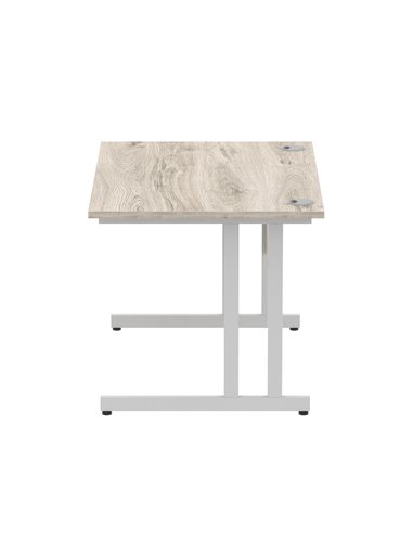 Dynamic Impulse 1200 x 800mm Straight Office Desk Grey Oak Top Silver Cantilever Leg I003066