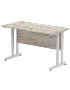 Dynamic Impulse 1200 x 600mm Straight Office Desk Grey Oak Top Silver Cantilever Leg I003067
