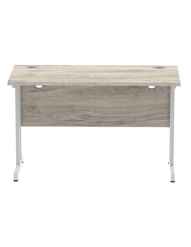 Dynamic Impulse 1200 x 600mm Straight Office Desk Grey Oak Top Silver Cantilever Leg I003067