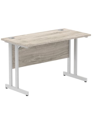 Dynamic Impulse 1200 x 600mm Straight Office Desk Grey Oak Top Silver Cantilever Leg I003067