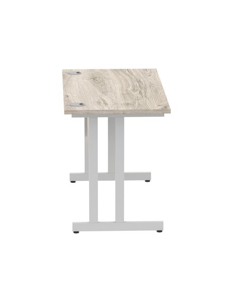 Dynamic Impulse 1200 x 600mm Straight Office Desk Grey Oak Top Silver Cantilever Leg I003067 - pic 75601 | FastDaddyshop