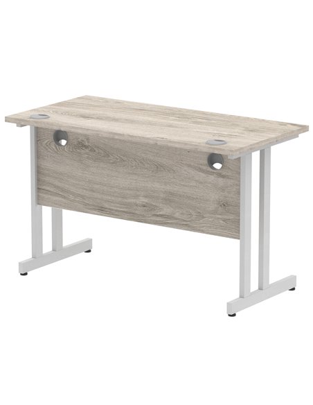 Dynamic Impulse 1200 x 600mm Straight Office Desk Grey Oak Top Silver Cantilever Leg I003067 - pic 75602 | FastDaddyshop
