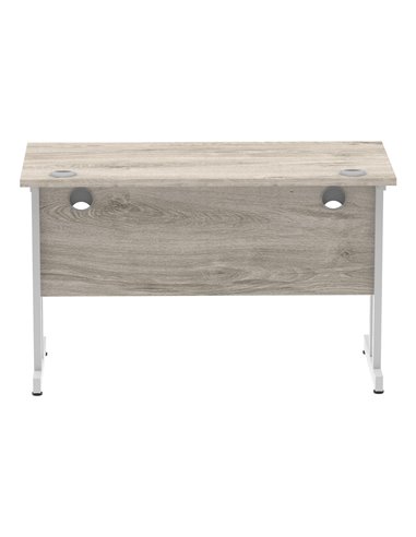 Dynamic Impulse 1200 x 600mm Straight Office Desk Grey Oak Top Silver Cantilever Leg I003067